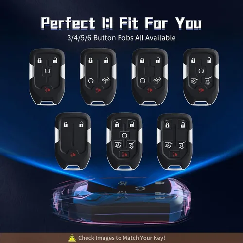 Vista 3 de Protector de llavero, llavero, accesorios para GMC, Yukon, Sierra, Chevy Silverado 1500 2500/3500HD (3/4/5/6 botones)