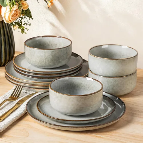 Vista 11 de AmorArc Dinnerware Sets for 4, Ceramic Plates and Bowls Sets (12 Piece)