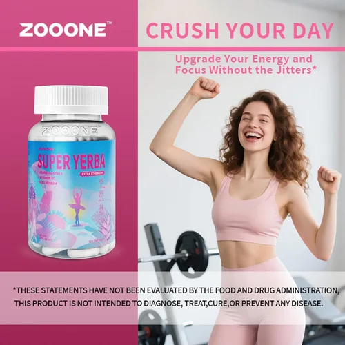 Vista 4 de Zooone Super Yerba Mate Cápsulas - Fórmula de cerebro de yerba con melena de león, salud intestinal, enfoque, memoria, suplemento energético