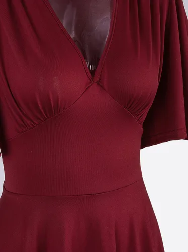 Vista 5 de VIJIV Vestido de cóctel vintage de la década de 1920 con cuello en V y mangas
