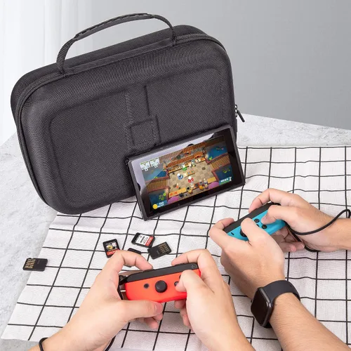 Vista 8 de Funda de almacenamiento para Nintendo Switch LP portátil de viaje funda protectora rígida con espacio de almacenamiento separado para consola