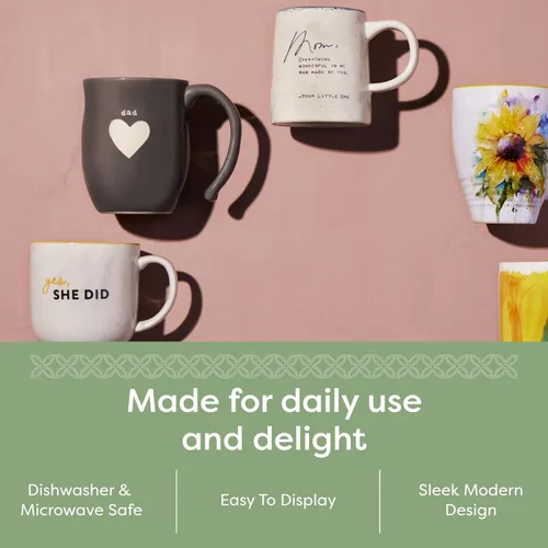Vista 6 de DEMDACO Taza de café de cerámica con diseño de corazón para papá, color gris oscuro, de 16 onzas