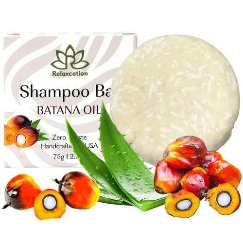 Vista 5 de Relaxcation Barra de champú sólida de aceite Batana para el crecimiento del cabello, reduce la pérdida de cabello, hidrata el cabello seco, mejora