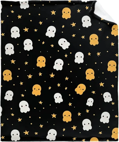 Vista 40 de Manta de Halloween para bebé, diseño de calabaza, fantasma, telaraña, súper suave, manta acogedora para recién nacido, manta de recepción para bebé