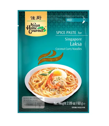 Vista 3 de Asian Home Gourmet Pasta de especias para SINGAPUR LAKSA - Fideos de curry de coco (paquete de 3)