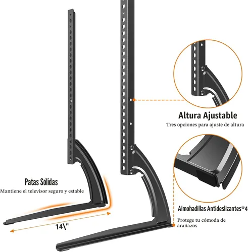 Vista 5 de ELIVED Universal Table Top TV Stand for Most 27-55 Inch Flat/Curved TVs Soporte de patas ajustables en altura de la base de TV, patas de repuesto