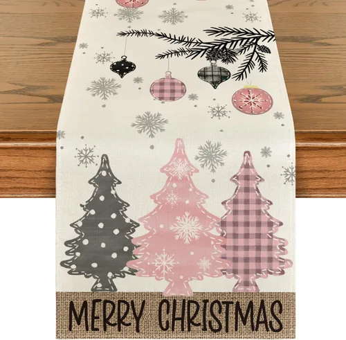 Vista 9 de Artoid Mode - Camino de mesa de Navidad con pinos azules, decoración navideña para mesa de comedor de 13 x 36 pulgadas