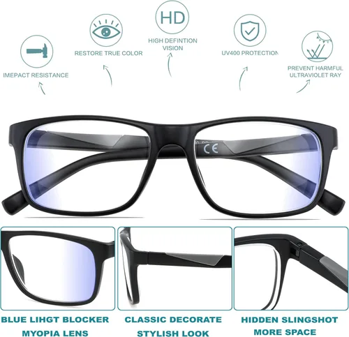Vista 3 de Gafas de visión miope para hombres y mujeres con visión de visión de visión de visión hipermetropía gafas de computadora con luz azul