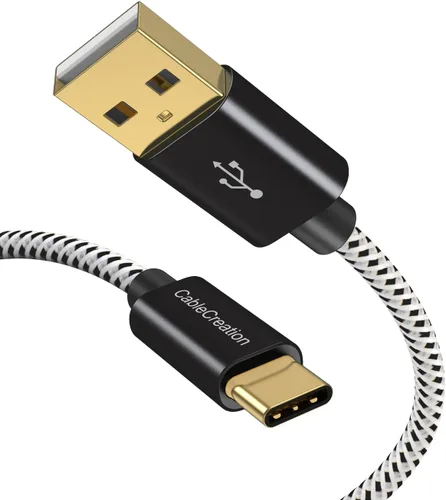 Vista 9 de CableCreation Cable corto USB a USB C de 6 pulgadas, carga rápida USB A a USB C, cable trenzado USB C macho a USB macho para banco de energía