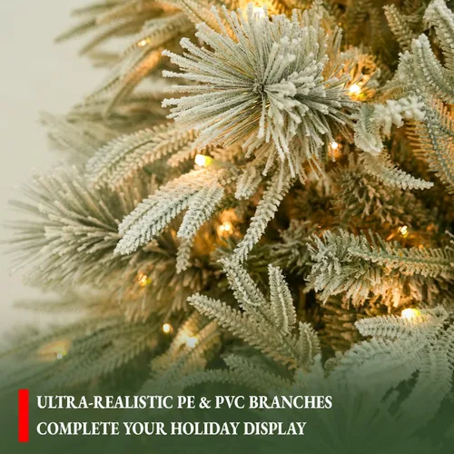 Vista 2 de Hykolity Árbol de Navidad de sauce preiluminado de 7.5 pies, 5490 puntas Sauce flocado