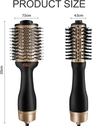 Vista 8 de NOOR Cepillo secador de pelo caliente 4 en 1, control de encrespamiento, cepillo secador de pelo, cepillo secador de pelo, cepillo para secar