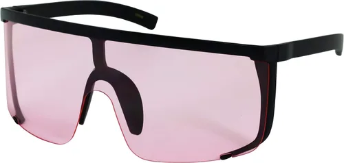 Vista 11 de Gafas de sol impecables unisex de gran tamaño con lentes espejadas, montura negra mate Espejo púrpura