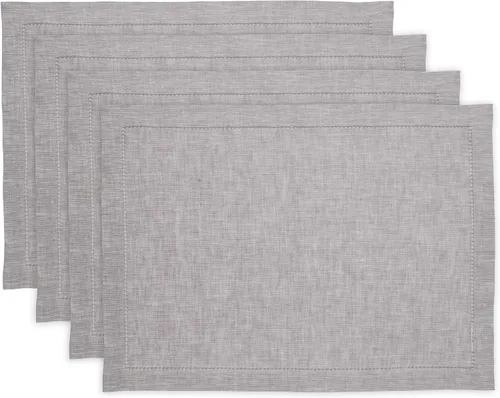 Vista 13 de Solino Home Juego de 4 manteles individuales de tela de lino 100 % puro con vainica, color borgoña cambray, 14 x 19 pulgadas, manteles individuales