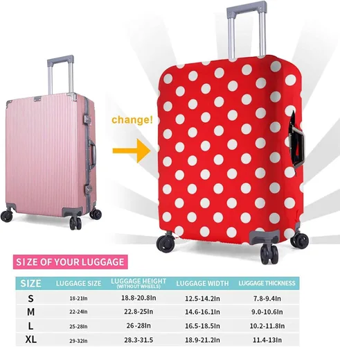 Vista 4 de Groamaup Funda de equipaje de viaje con diseño de lunares rojos y blancos para equipaje Estampado de puntos