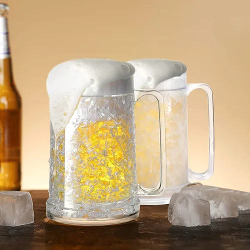 Vista 3 de Juego de 4 tazas de hielo congeladas de gel de doble pared de 16 oz (blanco)