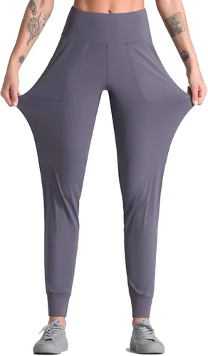 Vista 4 de Dragon Fit - Pantalones deportivos para mujer, con bolsillos y tiro alto, para yoga, ejercicios, pantalones cónicos, pantalones de descanso