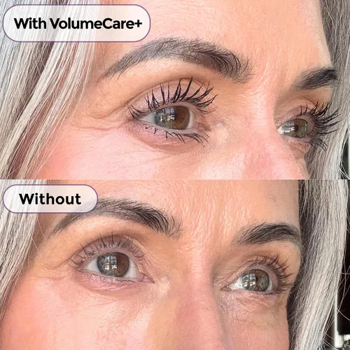 Vista 3 de Rumi Cosmetiques VolumeCare+ Máscara de pestañas para mujeres maduras, fórmula 2 en 1 de longitud y volumen extremos, sin grumos ni descamaciones