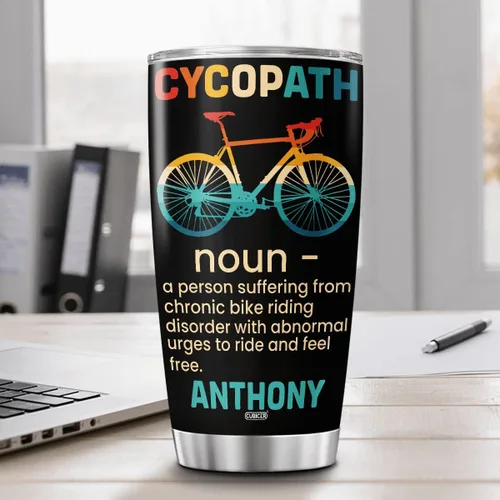 Vista 5 de CUBICER Vaso de café personalizado para ciclismo, taza de viaje con tapa, taza aislada, regalos de Navidad para mujeres, hombres, adultos, amigos