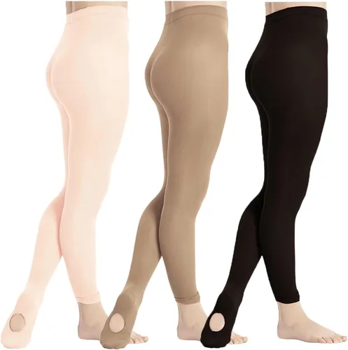 Vista 17 de DIPUG 3 pares de mallas de ballet convertibles para niñas (niños/niños)