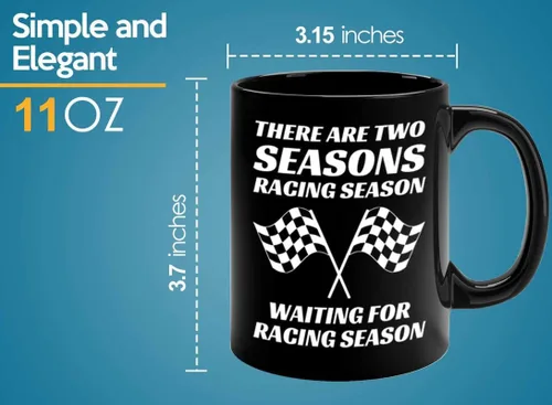 Vista 5 de Taza de café Racer de 11 onzas, color negro, temporada de carreras, Fuel Speed Racer Car Guys Circuit, regalos para él, papá, hombres, novio