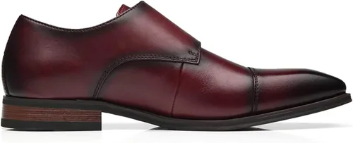 Vista 3 de La Milano Mocasines para hombre con correa doble monje sin cordones, de cuero, Oxford, formal, casual, cómodos, zapatos de vestir para hombres