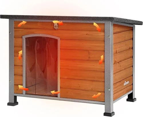 Vista 7 de Aivituvin Casa Grande para Perros al Aire Libre Interior Resistente a la Intemperie para Perros Pequeños, Medianos y Grandes con Marco de Hierro