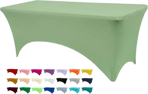 Vista 17 de BDDC - Funda de mesa ajustada de 4 pies, manteles de elastano negros, manteles elásticos lavables y resistentes a las arrugas para eventos, bodas