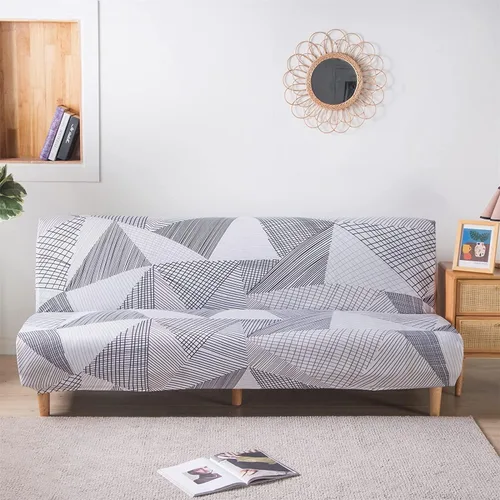Vista 2 de ele ELEOPTION Funda de Sofá Cama sin Brazos Triangular Gris Funda Deslizable Elástica Fundas de Sofá Plegable Fundas de Sofá Fundas de Futón