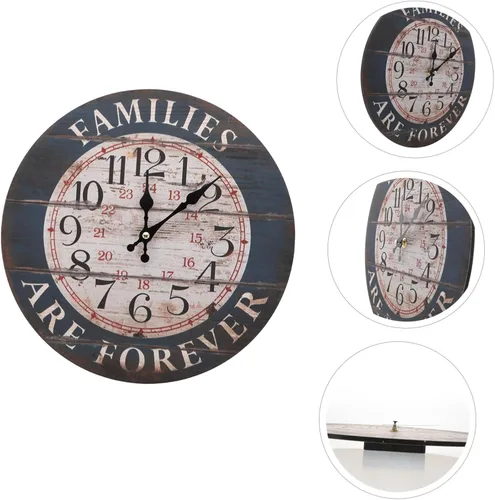 Vista 5 de ULTECHNOVO Retro Arabic Numeral Wall Clock Black Silent Non-Ticking Decorative Hanging Clock for Home Living Bedroom Modern Simple Wall Decor