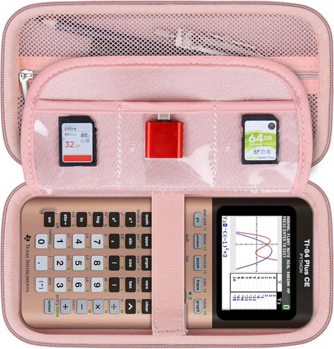 Vista 12 de BOVKE Funda rígida para calculadora de colores Texas Instruments TI-84 Plus CE, TI-84 Plus/TI-83 Plus CE, bolsillo con cremallera adicional para Azul