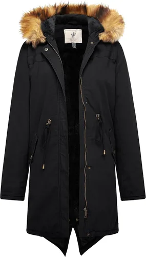 Vista 3 de WenVen Chaqueta larga de invierno con capucha y forro de sherpa para mujer, Beige