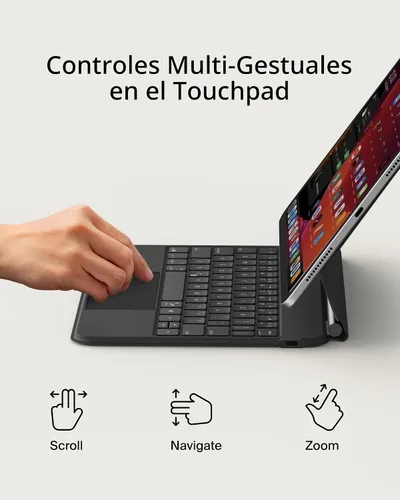 Vista 4 de Funda de teclado Belkin Pro con soporte magnético, teclado Bluetooth retroiluminado, controles multi-gestuales, compatibilidad de almacenamiento