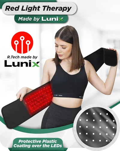 Vista 2 de Lunix LX16 Cinturón de terapia de luz roja, terapia de luz infrarroja cercana y luz roja para mejorar la circulación, relajar los músculos, negro