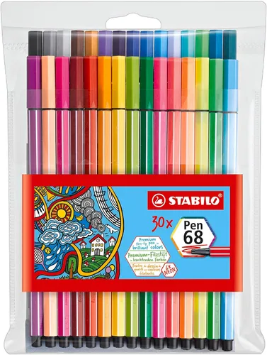 Vista 9 de STABILO Pen 68 - Bolígrafo de punta de fibra de alta calidad, paquete de 15, colores surtidos, incluyendo 5 colores neón