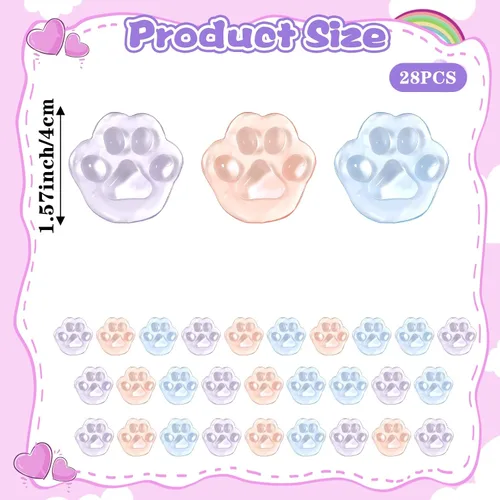 Vista 2 de 28Pcs Cat Paw Squeeze Toy Kawaii Squishy Toy Soft Stress Reliever