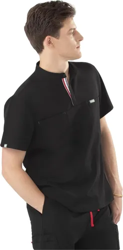 Vista 2 de Mediclo Camisa médica para hombre Skye Banded Collar Camisa con bolsillos en el pecho Eco Friendly Sustainable FYSEL Tela Workwear