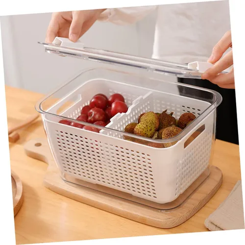 Vista 3 de Cabilock Recipientes de pasta de 1. Colador de cocina de 7 litros, doble capa, cesta de drenaje de verduras, de plástico, para lavar frutas