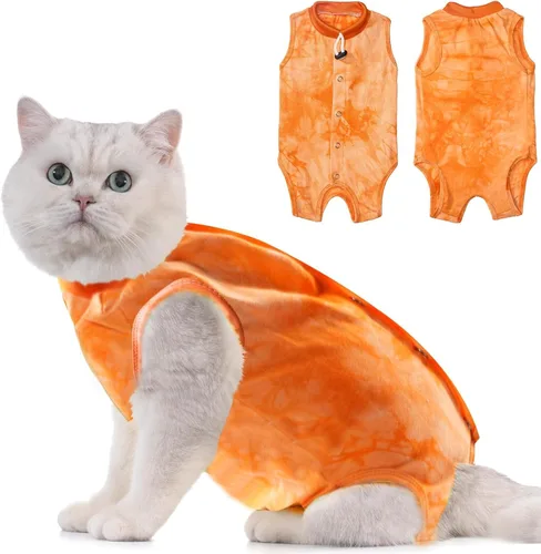 Vista 9 de Avont Traje de recuperación para gatos – Mameluco de gatito para gatos después de la cirugía, traje quirúrgico de esterilización alternativo al cono