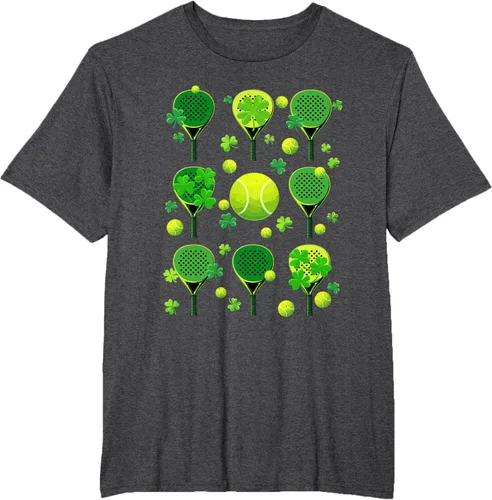 Vista 22 de St Patricks Day Padel Tennis Shamrock Paddle Irish Pride T-Shirt