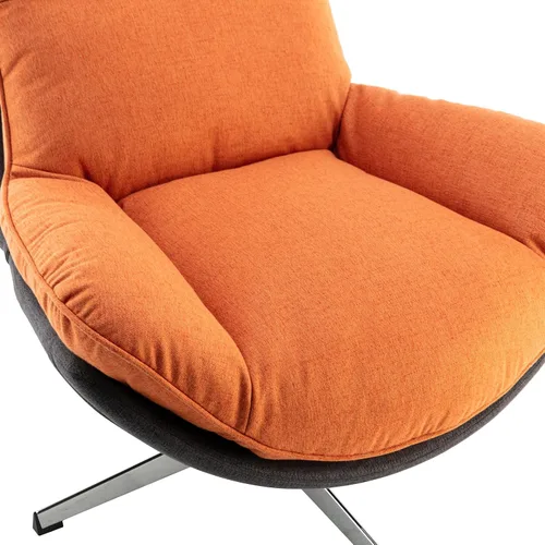 Vista 7 de DUOMAY Silla giratoria moderna de lino suave con base cromada, 34 pulgadas de ancho, silla mecedora para sala de estar, dormitorio, sala de lectura