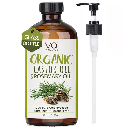 Vista 10 de VITAL AFFAIR Aceite orgánico de mezcla de ricino e incienso - 100% puro y natural, prensado en frío, sin refinar en botella de vidrio. Aceite