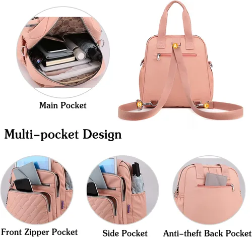 Vista 5 de PORRASSO Mochila Moda Bolso De Hombro Bolso De Las Mujeres Mochila Mochila Nylon, Negro -, Mochilas de mochila