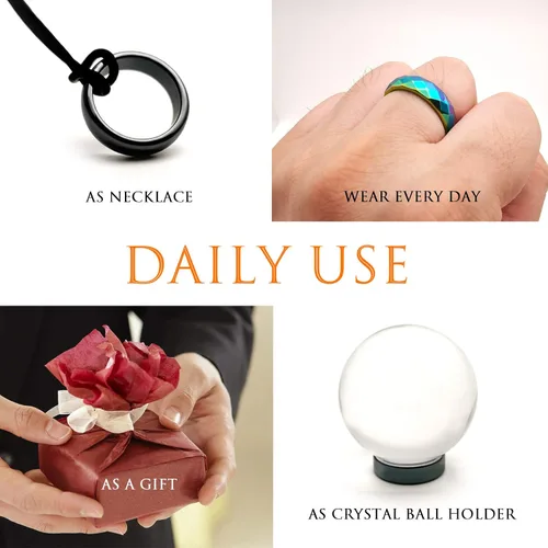 Vista 61 de Morchic - Anillos unisex de piedras de hematita, para equilibrar ansiedad, chakra raíz, (paquete de tamaños mixtos)