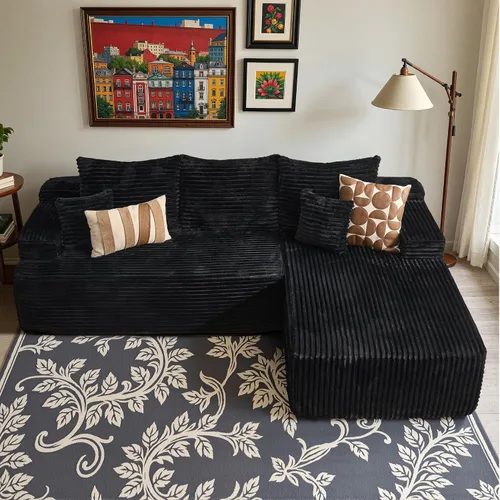 Vista 61 de Sofá modular Cloud de 96 pulgadas con tumbona, asiento profundo en forma de L, moderno sofá cama sin hueso, no requiere montaje, sofás sin hueso