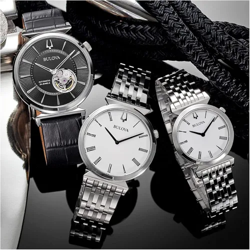 Vista 6 de Bulova Classic Regatta Slim - Reloj automático con correa de cuero para hombre