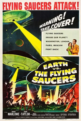 Vista 2 de Póster de película vintage de Tierra contra los platillos voladores - 11 x 17