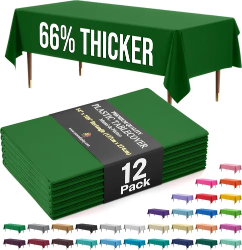 Vista 98 de Exquisite 66% Thicker Premium Plastic Table Cloth Rectangle Table Cover 0.5 Mil 6 Pack Aqua Table Cloth 54 Inch x 108 Inch Disposable Tablecloth