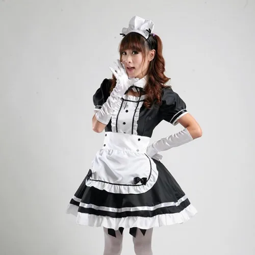 Vista 5 de AcaCostume - Disfraz de estilo de criada francesa con delantal, de anime, para mujer.