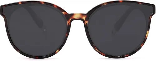 Vista 2 de SOJOS Gafas de sol redondas de moda para mujeres y hombres, estilo vintage de gran tamaño SJ2057 Tortuga ámbar/gris