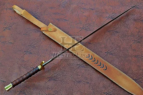 Vista 8 de HUNTEX - Espada de acero de Damasco legendaria exclusiva espada vikinga Gladius de 32 pulgadas de largo, mango de palisandro afilado con vaina